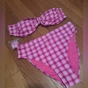 Xhilaration Pink Checkered Swimwear size XL Top Large Bottoms